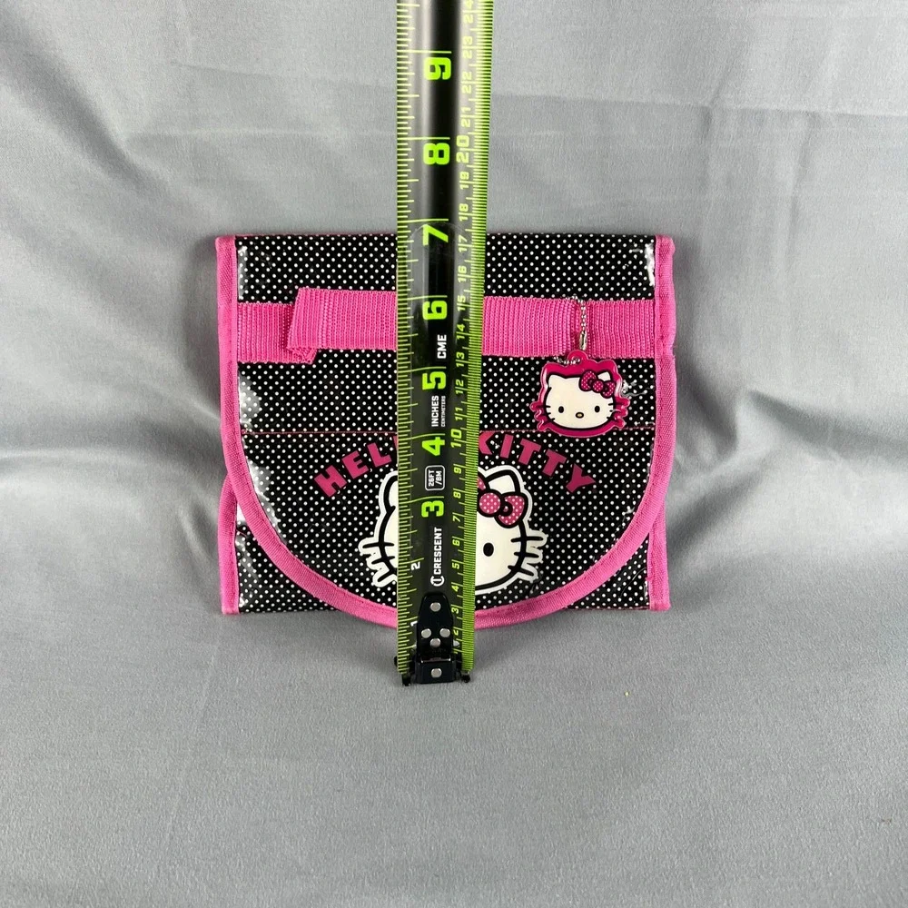 Sanrio Hello Kitty Travel Toiletry Bag Girls Black Polka Dot Roll Up Organizer